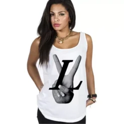 MAGIC CUSTOM - DEBARDEUR FEMME BLANC PEACE AND LOVE