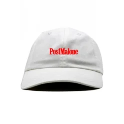 POST MALONE - CASQUETTE DAD CAP BLANCHE RED FONT