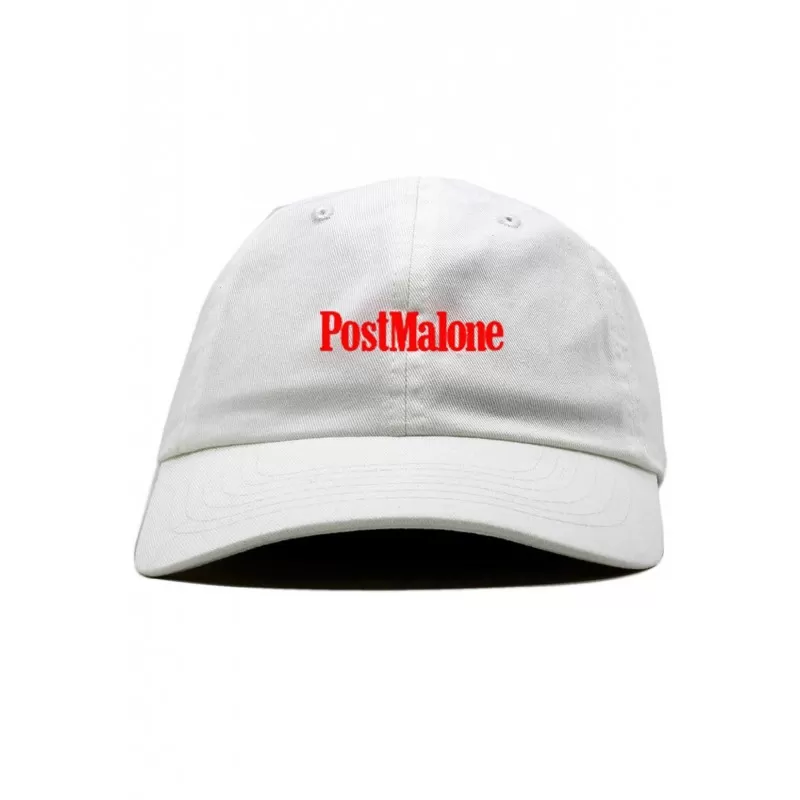 POST MALONE - CASQUETTE DAD CAP BLANCHE RED FONT 3 POST MALONE - CASQUETTE DAD CAP BLANCHE RED FONT