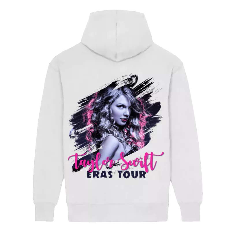 TAYLOR SWIFT- SWEAT CAPUCHE BLANC Brush Stroked Taylor Swift Eras Tour 4 TAYLOR SWIFT- SWEAT CAPUCHE BLANC Brush Stroked Taylor Swift Eras Tour – Image 2